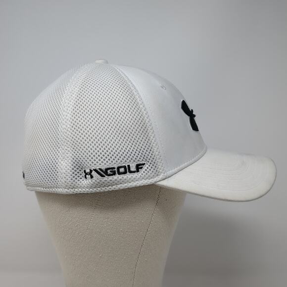 Under Armour Golf Fitted Hat White XL Embroidered Vent Holes Outdoor - Picture 5 of 9